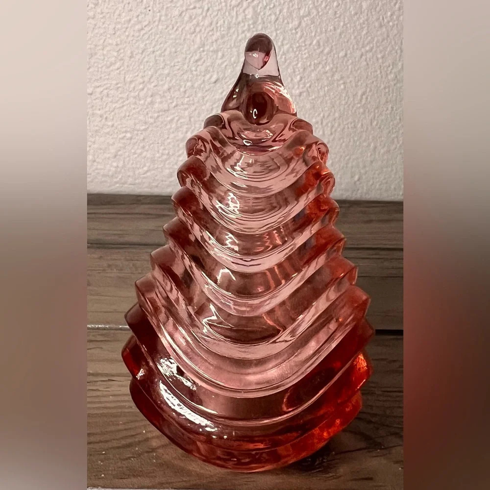 Fenton Pink Pear Glass Trinket Box. Ripple type pattern.